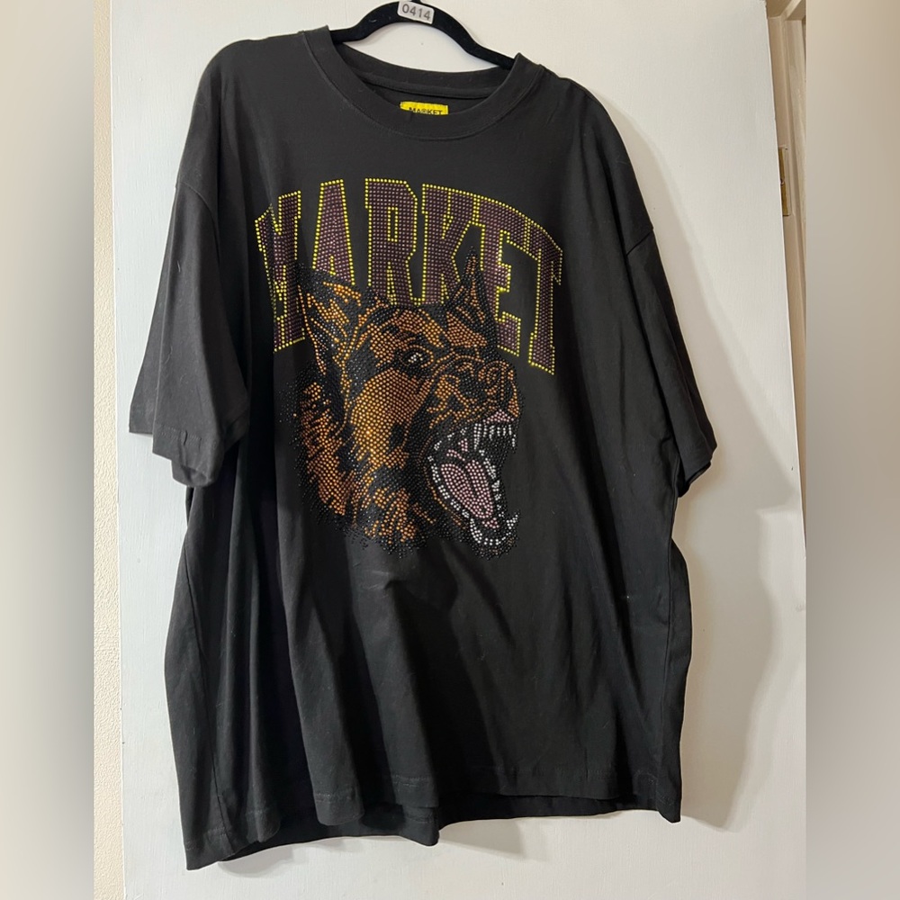 Market Rhinestone dog tshirt
